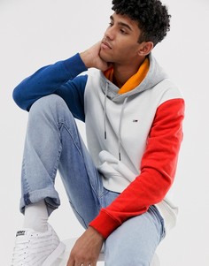 Худи в стиле колор блок с логотипом-флажком Tommy Jeans - Белый