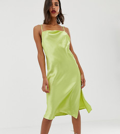 Блестящее платье-комбинация миди с лямками на спине ASOS DESIGN - Синий