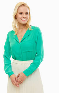 Зеленая блуза на пуговицах с карманом Selected