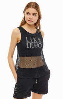Черный топ с сетчатой вставкой Liu Jo Sport