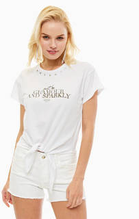 Футболка из хлопка с декоративной отделкой Liu Jo