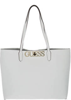 Белая вместительная сумка с одним отделом Guess