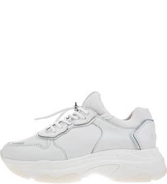 Белые кожаные кроссовки на платформе Bronx