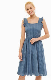Синее хлопковое платье сарафан Ichi