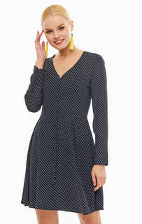 Короткое синее платье-рубашка Ichi