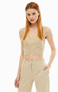 Укороченный бежевый топ из хлопка Pinko