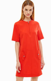 Красное платье с декоративными карманами Pinko