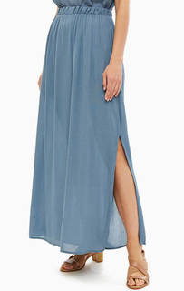 Синяя юбка из вискозы с разрезами Ichi