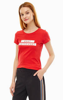 Хлопковая футболка с контрастным принтом Only