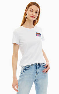 Белая хлопковая футболка с нашивкой Pinko