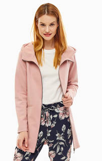 Розовое пальто на молнии с капюшоном Only