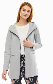 Серое пальто на молнии с капюшоном Only