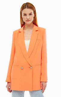 Двубортный оранжевый пиджак с карманами Pinko