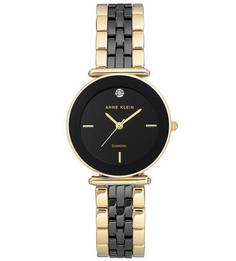 Кварцевые часы с черным циферблатом Anne Klein