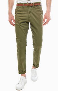 Хлопковые брюки чиносы цвета хаки Jack & Jones