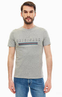 Серая футболка из хлопка с принтом Jack & Jones