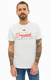 Белая футболка из хлопка с принтом Jack & Jones