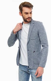 Синий хлопковый пиджак с карманами Guess