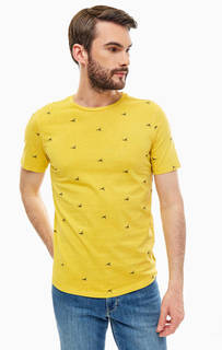 Желтая футболка из хлопка с вышивкой Jack & Jones
