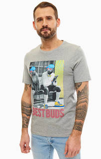 Футболка из хлопка с разноцветным принтом Jack & Jones