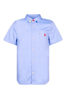 Синяя рубашка с разноцветными пуговицами Burberry Kids