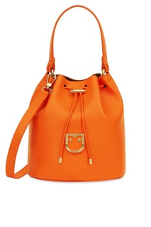 Оранжевая кожаная сумка Corona Furla