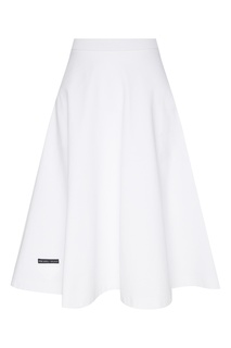 Белая юбка-солнце с логотипом Prada