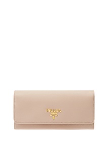 Нюдовый кошелек из сафьяновой кожи Prada