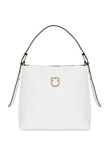 Белая фактурная сумка-хобо Belvedere Furla