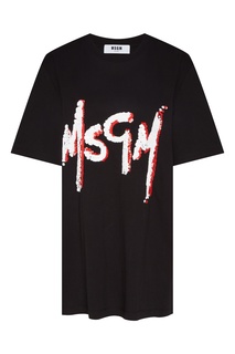 Футболка с логотипом из пайеток Msgm