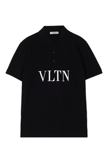 Черная футболка с белым логотипом VLTN Valentino