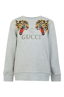 Серый свитшот с тиграми Gucci Kids