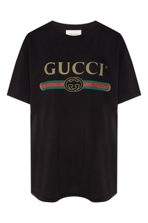 Футболка с логотипом по центру Gucci