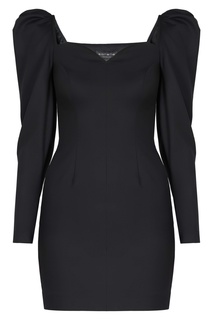 Черное платье с объемными рукавами Sorelle