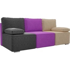 Прямой диван Лига Диванов Радуга микровельвет черный/фиолетовый/бежевый