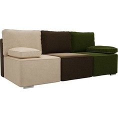 Прямой диван Лига Диванов Радуга микровельвет бежевый/коричневый/зеленый