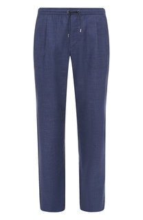 Брюки прямого кроя из смеси шерсти и шелка со льном Brioni
