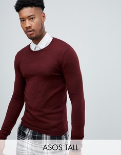Бордовый обтягивающий джемпер из мериносовой шерсти ASOS DESIGN Tall - Красный