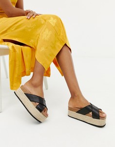 Эспадрильи на плоской платформе с перекрещенными ремешками XTI - Черный