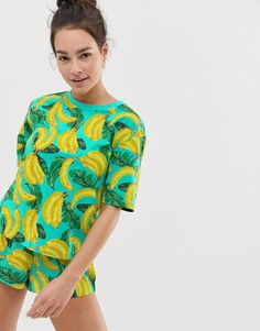Комбинируемая пижамная футболка с принтом бананов ASOS DESIGN - Мульти