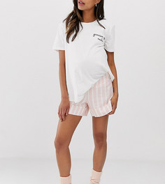 Пижамные шорты в полоску ASOS DESIGN Maternity mix & match - Розовый