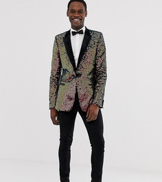 Черный приталенный бархатный блейзер с отделкой пайетками ASOS EDITION Tall - Черный