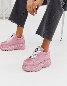 Низкие розовые кроссовки на платформе с блестками Buffalo London London Classic Kicks - Розовый