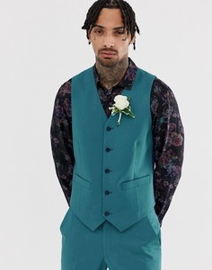 Синий узкий свадебный жилет ASOS DESIGN - Синий