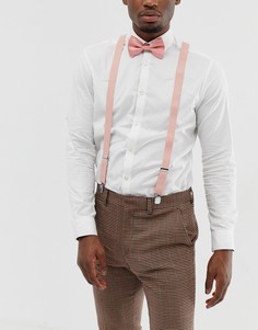 Подтяжки и галстук-бабочка розового цвета ASOS DESIGN Wedding - Розовый