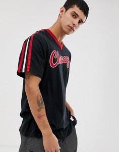 Черная футболка с V-образным вырезом, логотипом на груди и отделкой Chicago Bulls Mitchell & ness - Черный