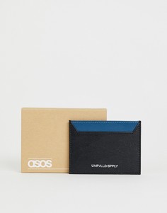 Кожаная кредитница с контрастной синей отделкой ASOS DESIGN - Черный