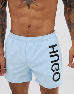 Голубые шорты для плавания с логотипом HUGO Saba - Синий
