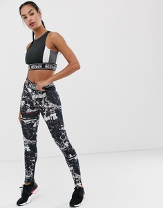 Черные леггинсы с мраморным принтом Reebok Training - Черный