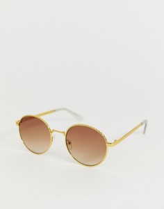 Круглые солнцезащитные очки в металлической оправе ASOS DESIGN - Золотой